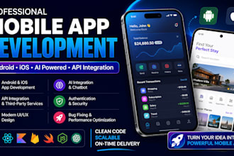 develop ai mobile apps android app, fix bugs, integrate API ios publish to play