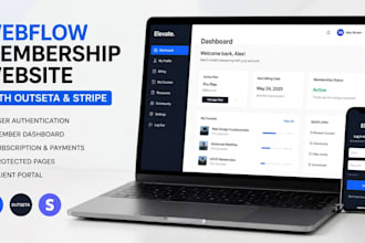 build a webflow membership website with outseta login and stripe subscriptions