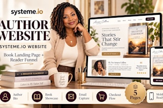 design author website systeme io website book sales funnel book landing page