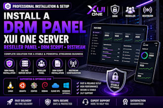 install a drm pane, xui one server, reseller panel, drm script restream