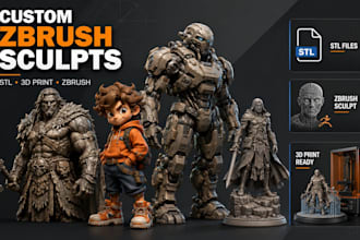 sculpt custom zbrush 3d models, stl files, 3d printing sculptures designs