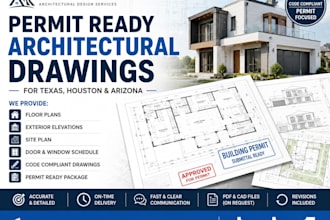 create permit ready architectural drawings for texas, houston, and arizona