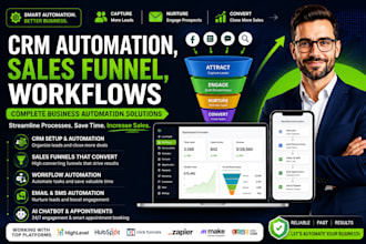 build CRM automation, sales funnel and workflows for business automation