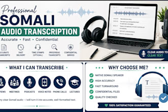 accurately transcribe somali audio to text