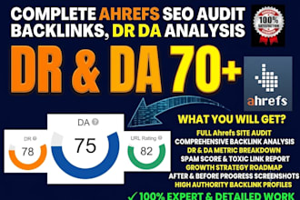 do complete ahrefs website seo audit, backlinks, domain rating dr da analysis
