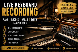 record professional piano, rhodes, organ, synth, or harpsichord tracks