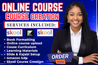 create kajabi skool online course workbook PPT slides and course setup