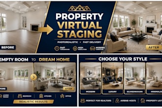 create realistic property virtual staging property listing real estate listing