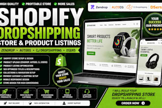 shopify zendrop autods product upload cj dropshipping store listing design