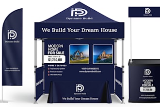 design canopy tent, table cover, feather flag and backdrop