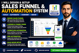 design sales funnel page workflow automation SMS saas mode setup optin funnel