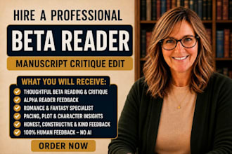 beta read critique manuscript, alpha reader and romance or fantasy beta reader