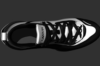 create 3d shoe model for sneaker design, rendering and 3d printing