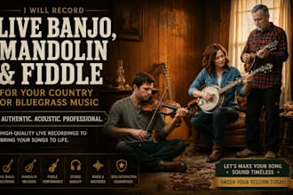 record live banjo mandolin and fiddle for your country or bluegrass music