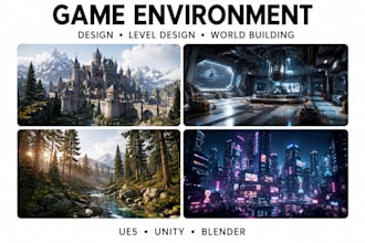 design stylized unity 3d game environment, low poly game level design