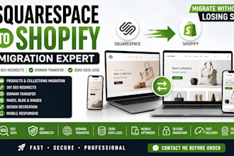 migrate squarespace website to shopify with SEO redirects domain transfer
