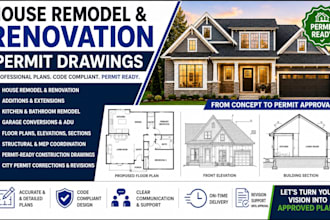design house remodel, renovation, addition and permit drawing usa states