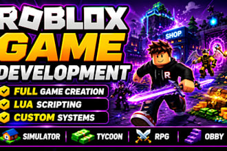 create a full roblox game with scripts, vfx and UI development