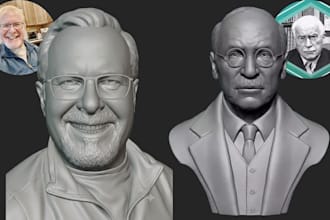 do 3d custom head from photo, 3d printable portrait model sculpt for 3d printing