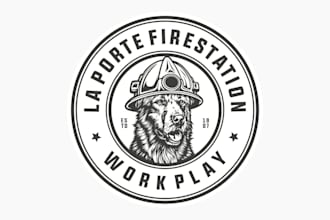 design a vintage firefighter and mascot circle logo