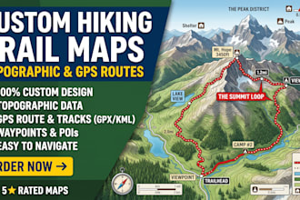 create custom hiking trail map, topographic and gps route map