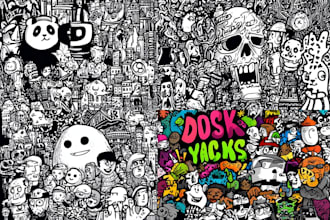 create cartoon doodle art illustration for your project