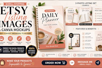 design 3 scroll stopping etsy listing images and canva mockups for your shop