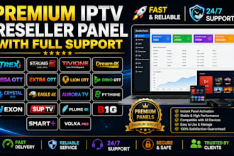 activate premium reseller panel strong 8k, dream 4k, ott panels, with player
