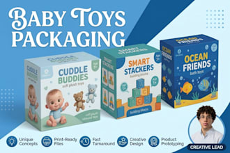 design baby products, toys, and packaging with 3d mockups