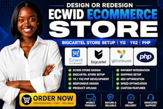 design or redesign ecwid ecommerce store bigcartel store setup yii yii2 php va