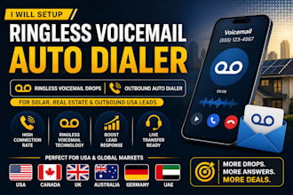setup ringless voicemail auto dialer for solar, real estate, outbound USA leads