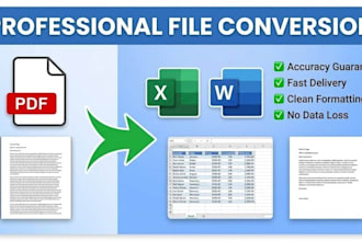do professional PDF to excel or word data entry conversion