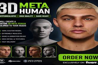 do 3d meta human realistic character modelling 3d games character design