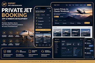 develop a luxury private jet booking app or website for charter services