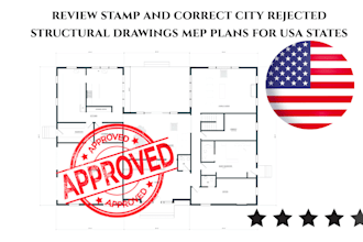 review and correct city rejected structural drawings mep plans for tx VA ca