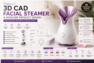 design 3d cad facial steamer product design, skincare product