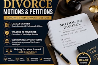 draft legal motions or petitions on divorce, alimony or child support