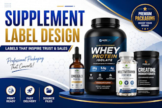 do premium supplement label vitamin packaging  design peptide vial label