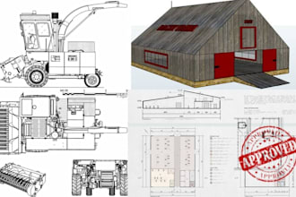 design tractor shed, farm building with 3d renders and permit drawings