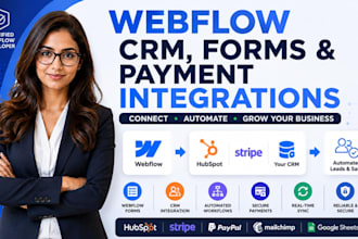 integrate webflow CRM forms and stripe payment systems for your website