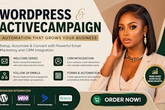 setup wordpress activecampaign follow up, email welcome series, crm integration