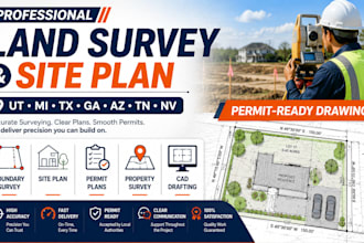 ut mi tx ga az tn land survey boundary survey site plan surveyor stamp permit