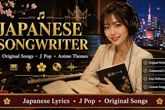 write and sing anime opening anime ending song japanese lyrics vtuber j pop