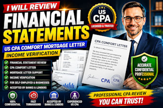 review financial statement US CPA comfort mortage letter income verification