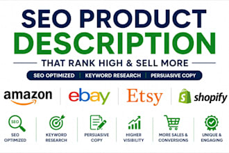 write SEO product descriptions for amazon, etsy, ebay and shopify