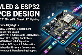 design led lighting pcb, wled, ws2812b, esp32 and wifi controller