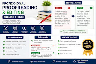 professionally proofread your english and hindi documents fast and error free