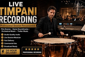 be your session percussionist recording timpani for game track orchestral score