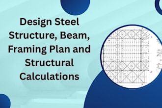 design steel structure, beam, framing plan and structural calculations