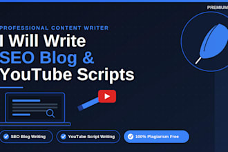 write engaging youtube scripts, blog posts, and SEO articles